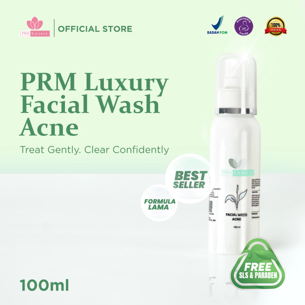 PRM LUXURY Facial Wash Acne – Sabun Muka Jerawat & Bruntusan – Formula Lama Lembut & Efektif