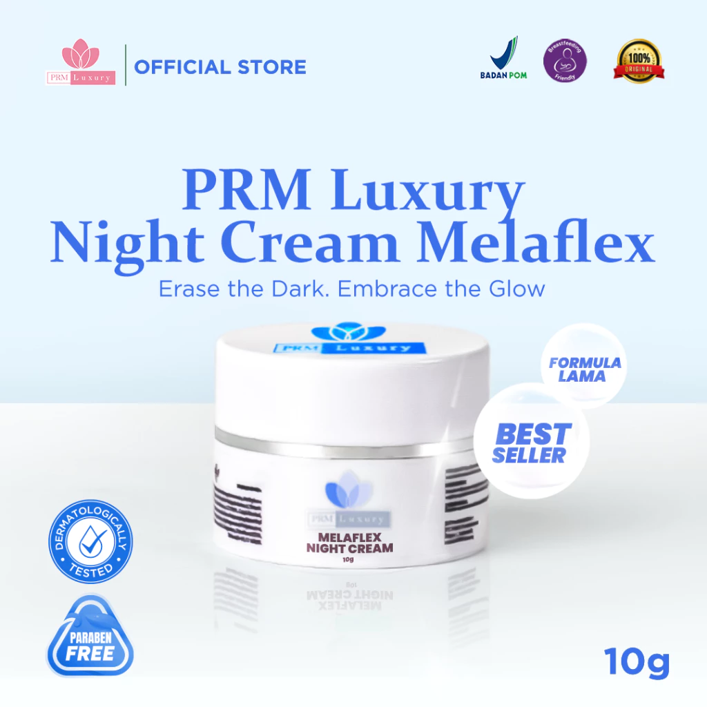 PRM LUXURY Night Cream Flek Melaflek – Krim Malam untuk Flek Hitam & Kulit Kusam – Glowing Aman Saat Tidur